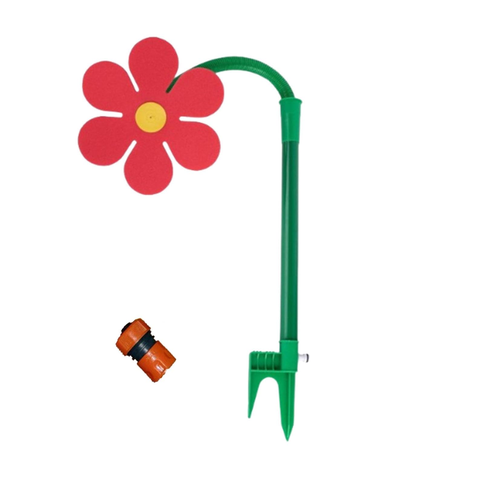 Crazy Daisy Sprinkler for Garden and Kids 360° Rotating Water Sprinkler Fun Dog Sprinkler Toy Outdoor Hose Connectable Lawn Sprinklers for Yard Watering (Red)
