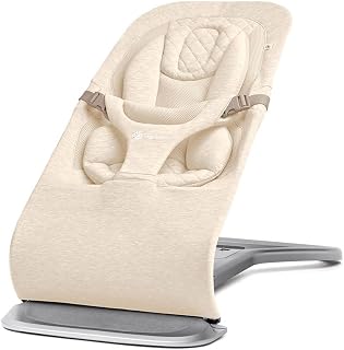 Ergobaby Evolve 3-in-1 Baby Bouncer: Newborn Lounger to Toddler Chair, Adjustable Heights, Breathable Mesh, Cream