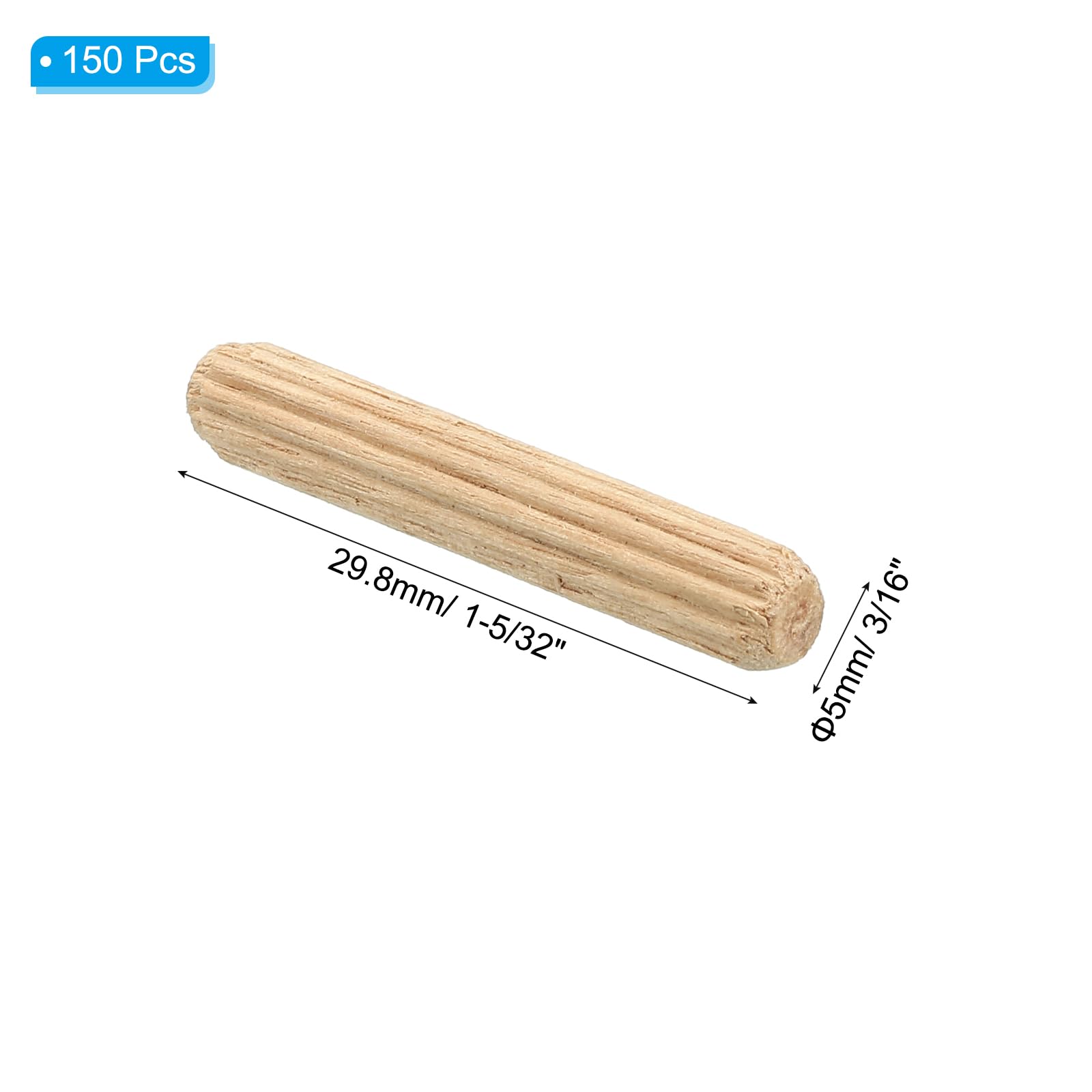 PATIKIL 3/16" x 1-5/32"(5 x 30mm) Wood Dowel Pins - Image 2