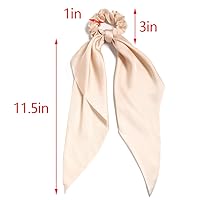 Vista 3 de Coleteros para el cabello para mujer, bufanda LFOUVRE Scrunchies, 2 piezas de bufandas anudadas para niñas, bufanda de satén sedoso, banda elástica