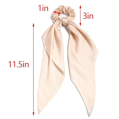 Miniatura 5 de Coleteros para el cabello para mujer, bufanda LFOUVRE Scrunchies, 2 piezas de bufandas anudadas para niñas, bufanda de satén sedoso, banda elástica