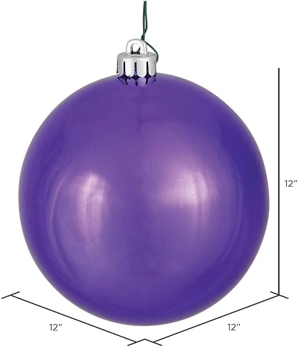 Vista 99 de Vickerman Adorno de bola de caramelo rojo de 12 pulgadas, inastillable y resistente a los rayos UV, confiable y listo para colgar, adornos rojos