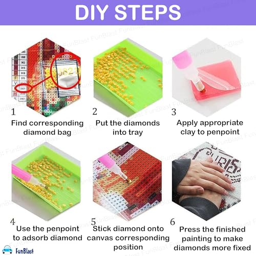 Image of FunBlast 5D Diamond Painting Kit, 12x16inch Diamond Painting Kit for Adults & Kids, Suitable for Home Leisure and Wall Decoration, Gift for Kids and Adults (Five)
