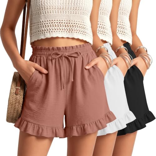 Yooo's Vivi 3 Pack Girls Ruffled Shorts 5-14Y, 3-Color, 13-14 Years
