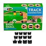 TOY2 Basic Pack mit 12 Schienenverbindern Kompatibel mit BRIO Eisenbahn & Lego Duplo bausteine - Bauset 3 Verschiedenen Track Connectors - Nachhaltige Holzeisenbahn und Holzschienen Set Verbinder