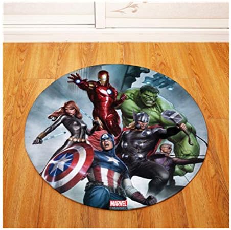 chengcheng Round Rug Mats The Avengers Super Hero Round Carpet Kids Play Tent Gym Rug Bedroom Living Room Coffee Table Floor Mats/Baby Crawling 60Cm