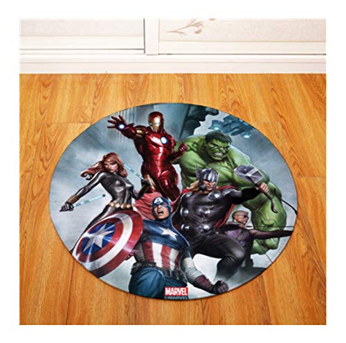 chengcheng Round Rug Mats The Avengers Super Hero Round Carpet Kids Play Tent Gym Rug Bedroom Living Room Coffee Table Floor Mats/Baby Crawling 60Cm