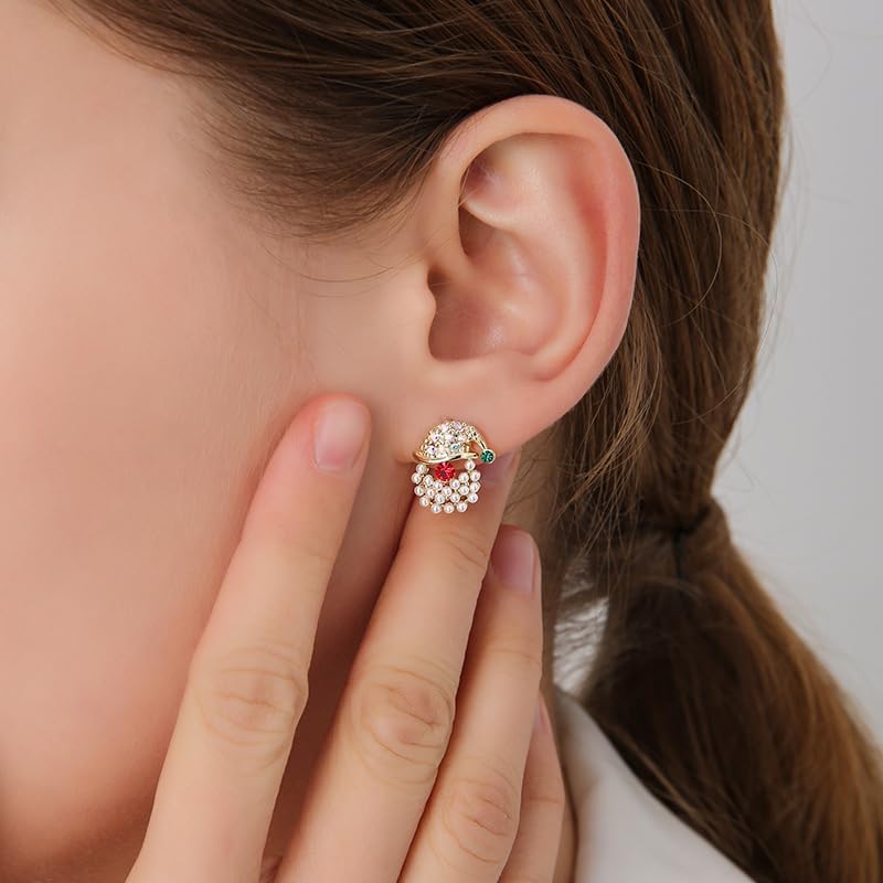 Christmas Earrings for Women,Sparkling Rhinestone Xmas Earrings Santa Hat Elk Stud Earrings Xmas Holiday Earring Christmas Jewelry Stocking Stuffers for Women - Image 4