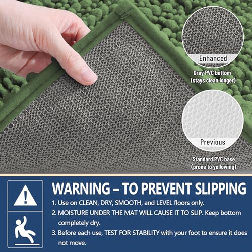 Image of Arotive Luxury Bathroom Rugs 24x16, Extra Soft Thick Absorbent Shaggy Chenille Bath Rugs, Non-Slip Machine Wash Dry, Bath Mats for Bathroom Floor, Tub and Shower, Home Decor Accessories, Olive Green