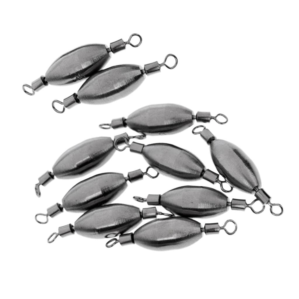 Dovewill Lot de 10 plombs pivotants pour pêche à la traîne - 8 tailles - Argent, 1.0