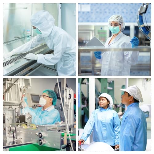 Image of MECCANIXITY ESD Lab Coat Anti Static Clothing Science One Piece Cloth Elastic with Hat Hood Wear Uniform