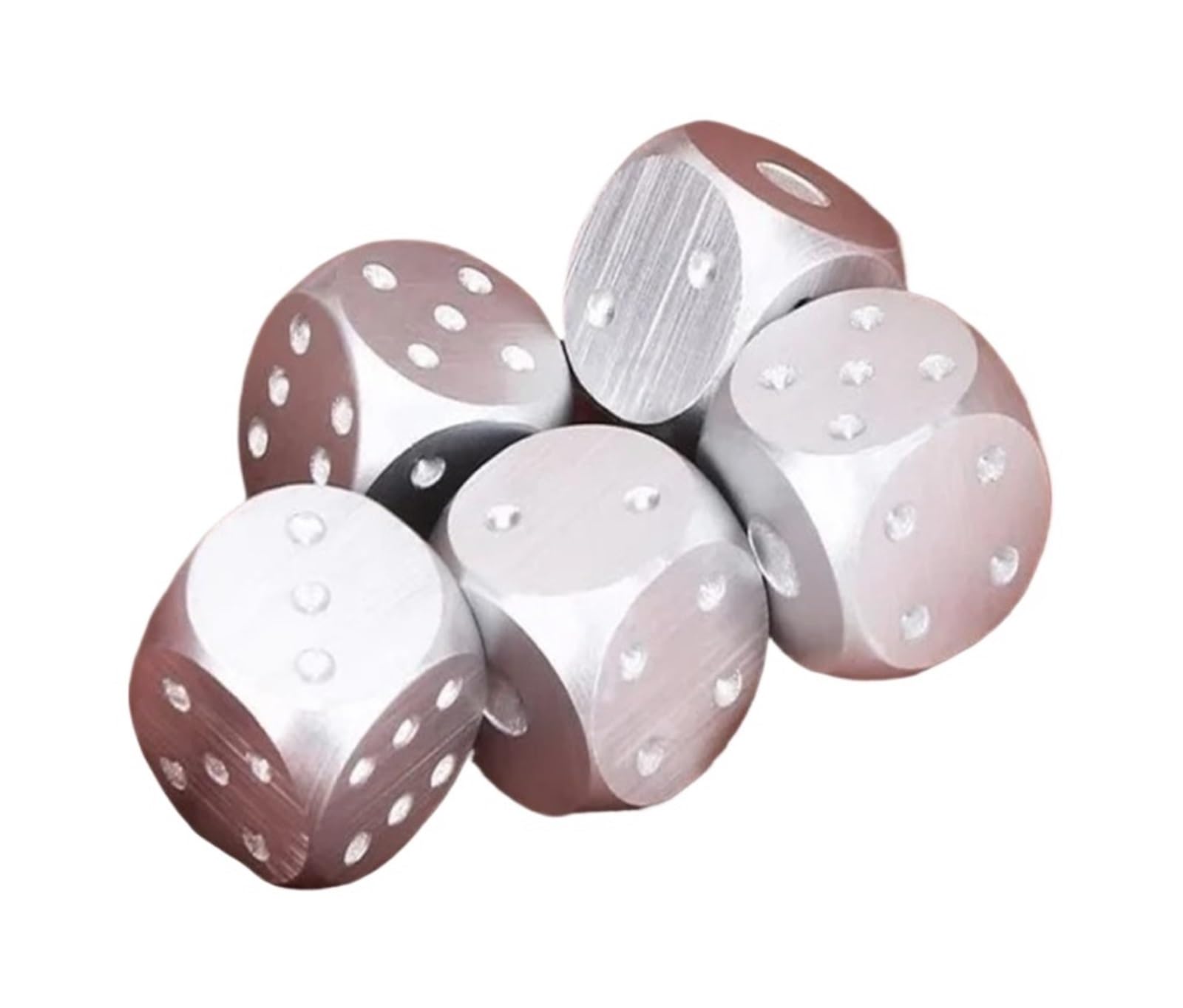 5 sztuk precyzyjnych aluminiowych kostek do gry w pudełku, gra kempingowa, poker, rekwizyty na imprezę, zestaw kości, solidny metal, srebro, złoto(Gold Square)