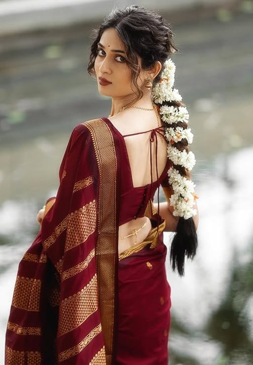 Image of C J Enterprise Women's Pure Kanjivaram Soft Silk Saree Banarasi Style Ladies Sadi With Blouse Piece for Wedding (Eagle-3-51)