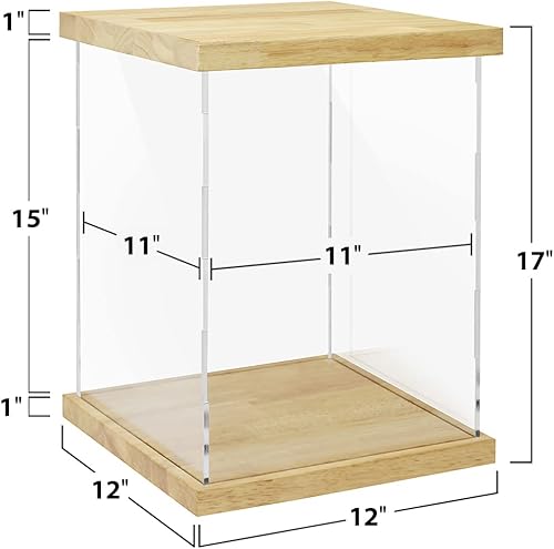 Miniatura 3 de Vitrina de acrílico transparente con base sólida y parte superior para trofeos, coleccionables, soporte de caja de exhibición de cubo a prueba de