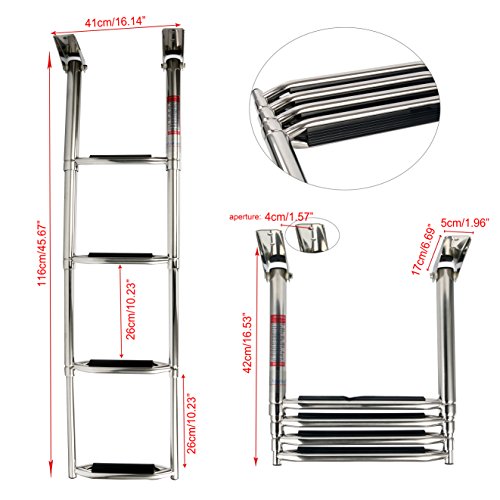 Amarine Made 4 Step Wide Steps Stainless Steel Telescoping Boat Ladder Swim Step