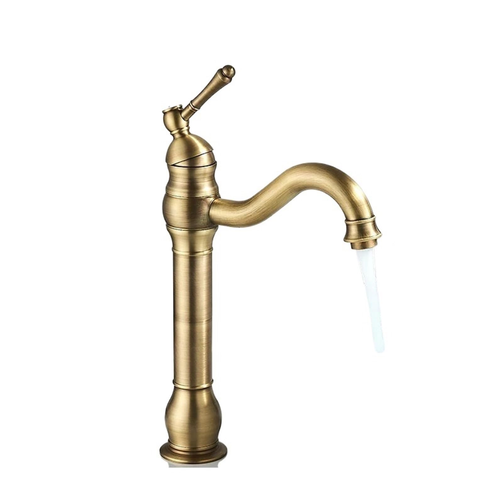 Basin faucets Antique Brass Basin Faucet Bathroom Sink Single Handle with Hot Cold Water Standing Deck Mounted Lavatory Taps