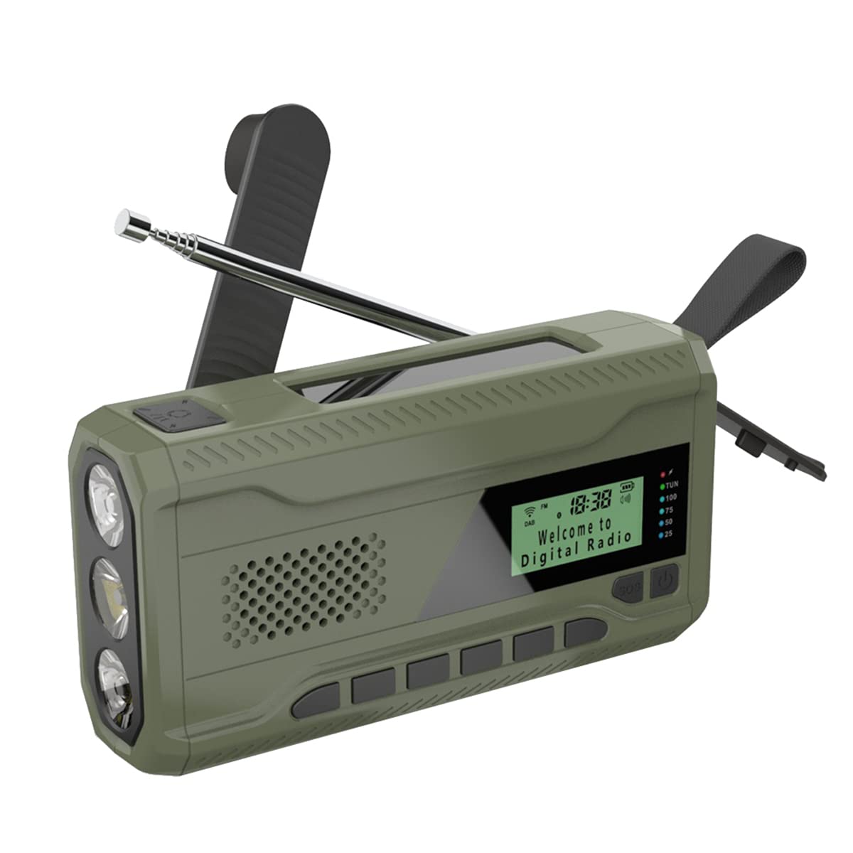 Radio/FM con Bluetooth Radio de Emergencia BateríA Incorporada de 4500Mah Receptor de Radio con Manivela Solar PortáTil Radio para Exteriores