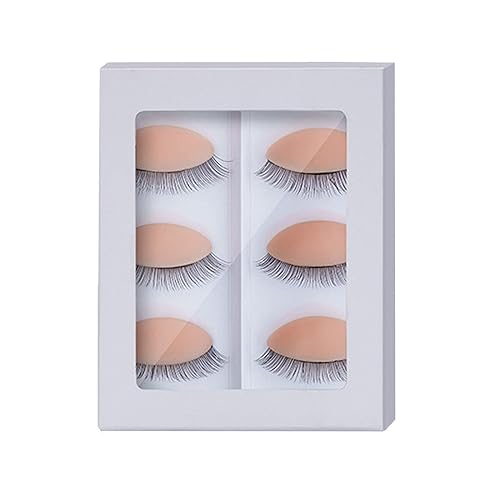 Miniatura 9 de 3 pares de párpados reemplazados de silicona para pestañas dobles de repuesto para práctica de cabeza de maniquí, párpados extraíbles con pestañas