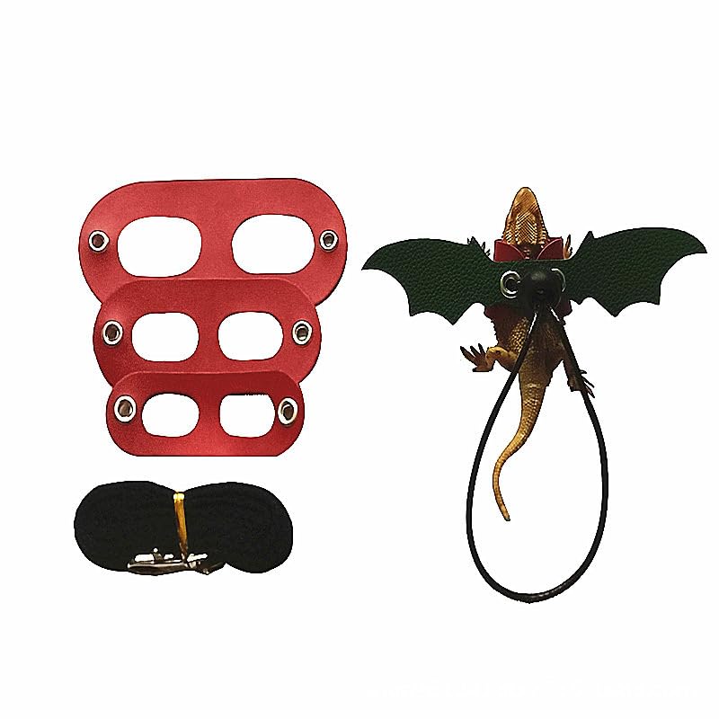 Image of Christmas Lizard Leash Bearded Dragon Harness Adjustable (S,M,L) for Lizard，Gecko, Iguanas Amphibians and Other Small Pet Animals (red+Green)