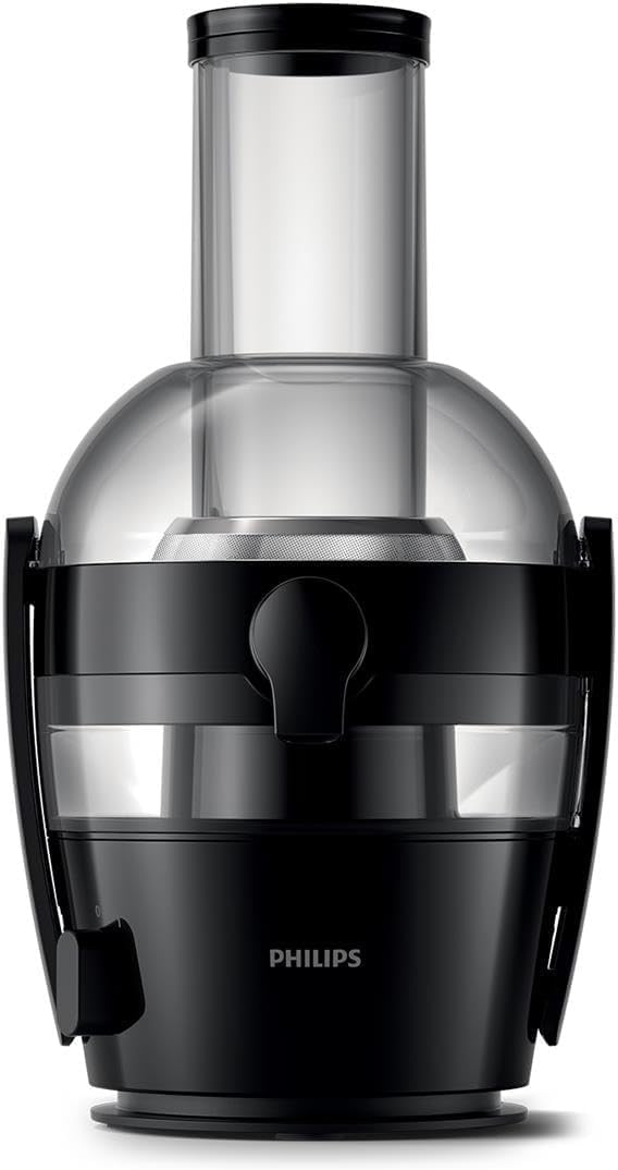 Viva Collection Juicer, 800 W Motor, 2L Capacity, XL Tube, QuickClean Technology, Drip Stop, Pre-clean, See-through Integrated Pulp Container, Black (HR1855/70)