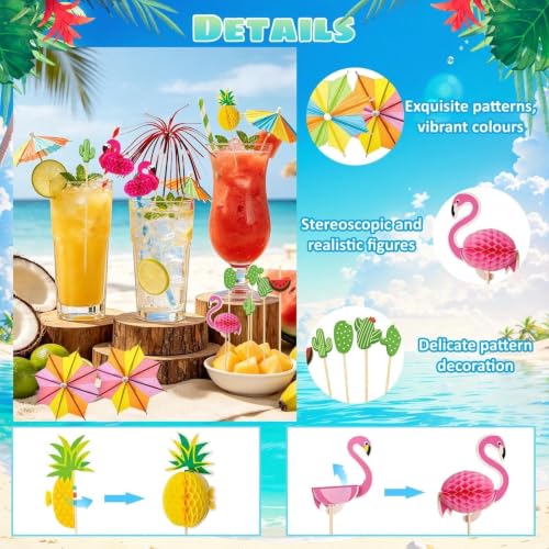 Accesorios para bebidas cocktail 140 piezas con pitillos y decoraciones miniatura 4