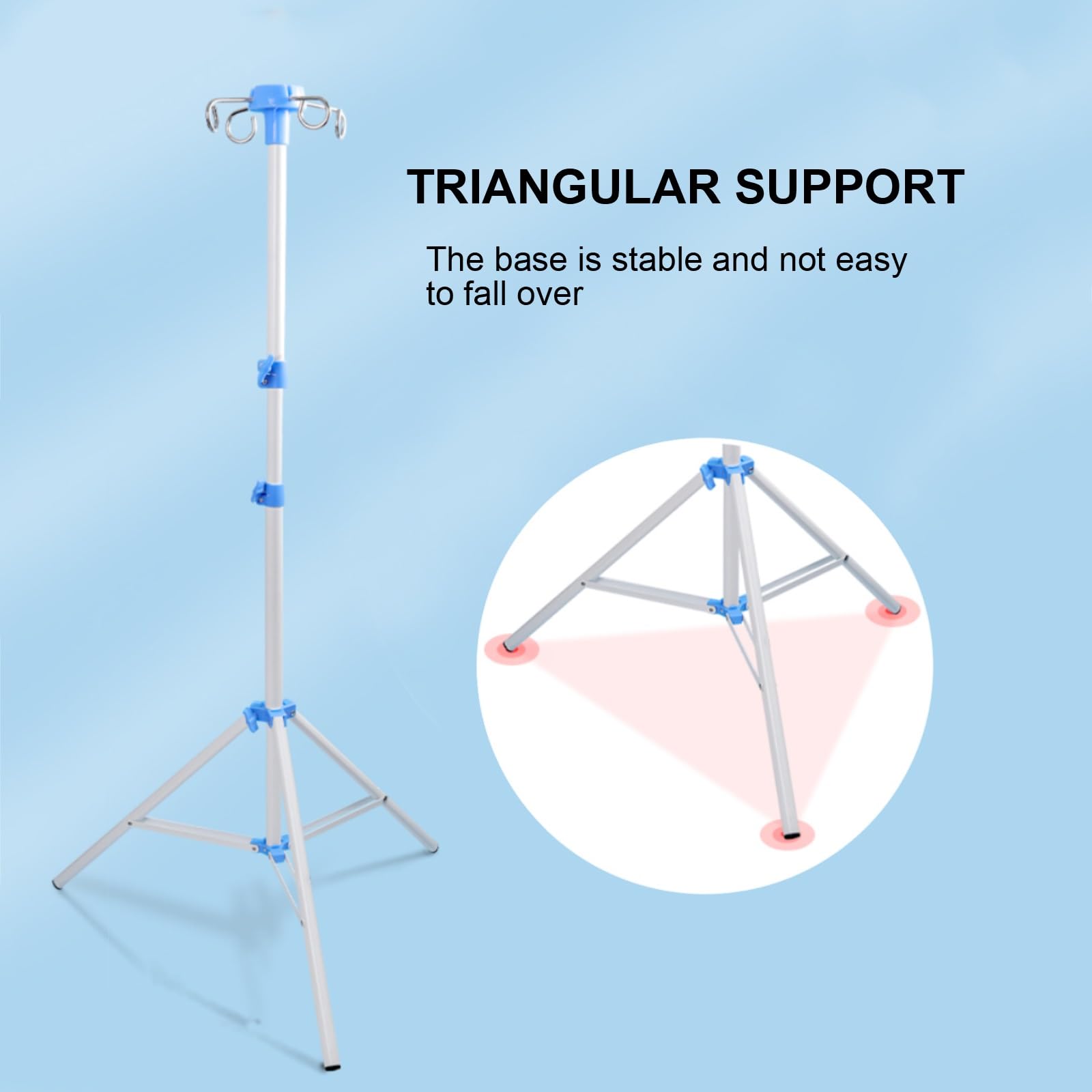 Soporte Suero Intravenoso, Soporte Portatil Portasueros, Postes de Suero Médicos, Poste de Altura Ajustable de 30 a 75,5 "con 4 Ganchos, para Viajes de Atención Médica Domiciliaria Clínica