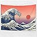 Produktbild NiTIAN TheGreatWaveofPug Japan Wandtuch Berg Wand aufhängen Bed Sheet Yoga Mat, Home Dekor für Wohnzimmer Schlafzimmer Wohnheim Decor White 230x150cm