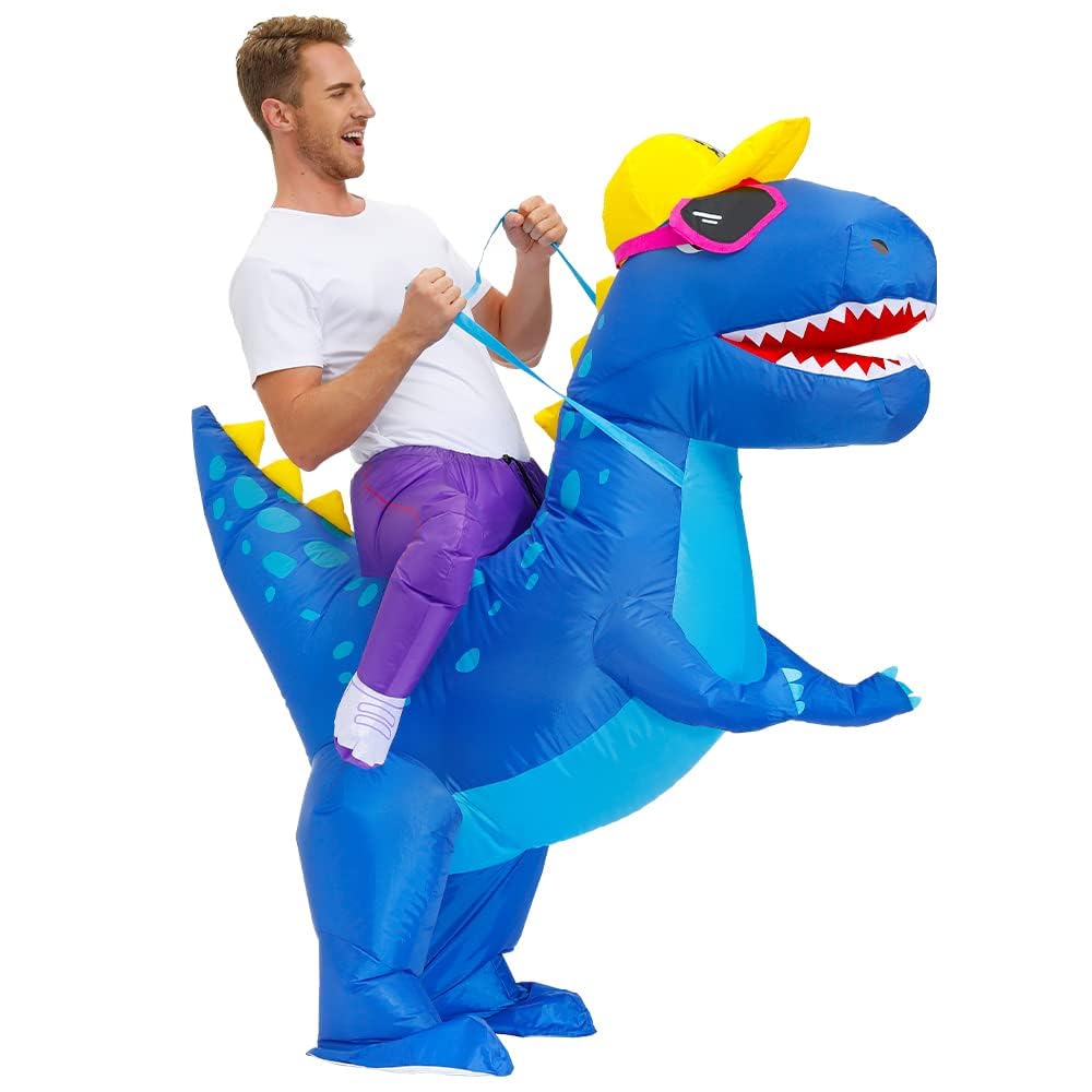 JASHKE Disfraz de Dinosaurio Hinchable Dinosaurio Azul Disfraces Hinchables Disfraces de Halloween Hinchables para Adultos