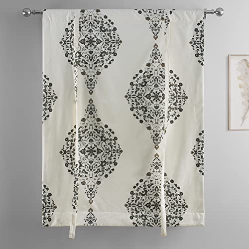 Image of HPD Half Price Drapes Room Darkening Tie Up Curtains 46 X 63 Inch Kerala Printed Cotton Window Roll Up Balloon Curtain for Living Room, Kitchen PRTW-TUD41B-63 (1 Panel), Kerala Cocoa