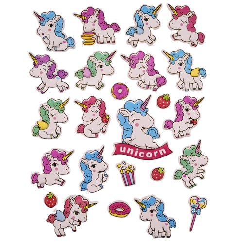 Pegatinas de unicornios para Niños, stickers de unicornios infantiles, pegatinas infantiles, Calcomanías Infantiles de unicornios, Adhesivos de unicornios en Relieve, 24 pegatinas