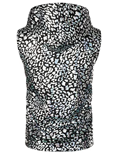 Image of ZEROYAA Mens 70s Metallic Sleeveless Hooded Vest T Shirt