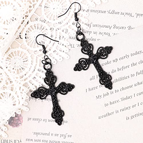 Sacina Gothic Emo Black Rose Cross Earring, Gothic Earrings, Goth Jewelry, Halloween Christmas Jewelry Gift for Women4