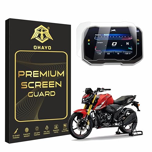 Image of OHAYO 9H Hard Screen Protector for TVS Apache RTR 160 4V / RTR 200 4V (2025) TFT Digital Display | Military Strength, Scratch Resistant, HD Clear, Full Coverage | Durable Non-Tempered Protection Film for Apache 160 4V & 200 4V 2025 Meter Display