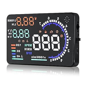 Arestech 5.5 inches A8 OBD2 Windshield HUD Head Up Display with Display RPM MPH Speeding Warning Fuel Consumption Temperature