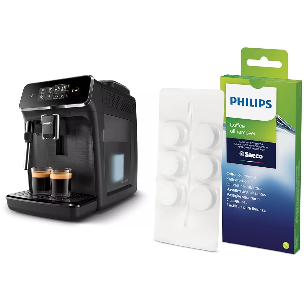 Cafetera Philips Serie 2200 automática blanca con kit desengrasante CA6704/10 de alta durabilidad