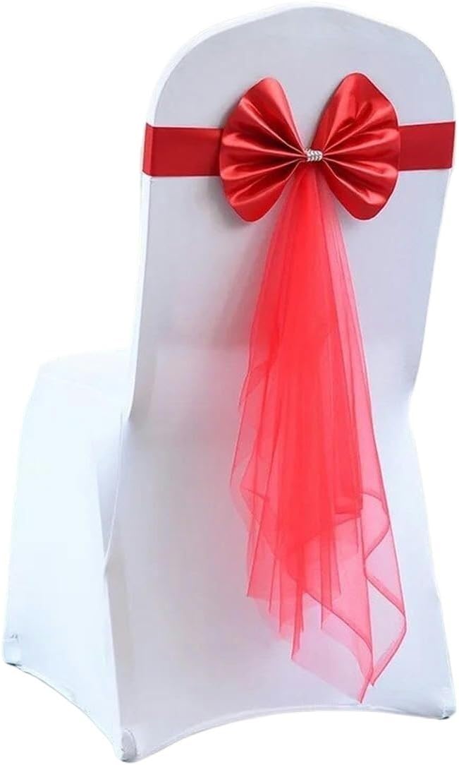 Chair sash,10pc Stretch Sashe Decoration Chairs Bow Band Belt Ties for Banquet(A05)