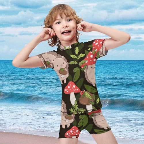 Cute Hedgehog and MushroomsChildren's Swimsuits Boys Two Piece Suit10-12Y（150cm）2