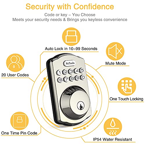 Keyless Entry Door Lock Deadbolt, HuTools Digital Front Door Locks with
