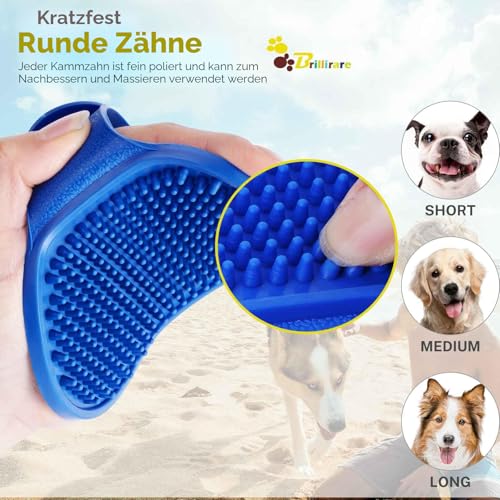 BRILLIRARE 2 Stück Badebürste Gummistriegel, Hochwertige Weiche Silikonbürsten Bürste mit verstellbarem Griff für Hunde Katzen Haustier Kurzhaar & Langhaar mit Massageeffekt, Shampoo Schrubben Kämme
