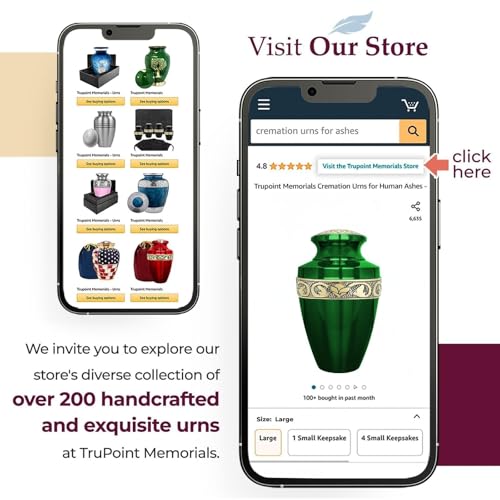 Image of Trupoint Memorials Cremation Urns for Human Ashes, Funeral Memorial Urn for Male and Female, Decorative Burial Grecian Urn Collection for Adult Men & Women - Green and Gold, Adult (200LB)