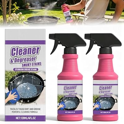 2PCS Fast-Acting Heavy-Duty Grill Degreaser Spray, BBQ Grill Cleaner Spray for Outdoor Grills, Heavy Duty BBQ Grill Degreasers for Kitchen Grates and Racks, Electric Smokers, Burnt Food & Grease