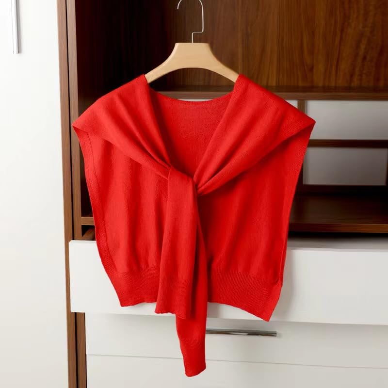 Image of WaJuemy Sweater Shawl Wraps for Women Sweater Knitted Knotted Shawls Travel Casual Scarf Cape Shoulder Tops Fashion Wrap