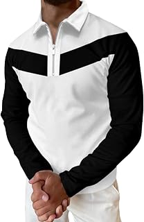 Polo Shirts for Men Adult 3x1 Long Sleeve t Shirt Men Shirts for Men Adult Men's Casual Tops Shirt Splice Zipper Turn-Down Collar Tops Blouse Polos Shirt Patchwork Outwear Top
