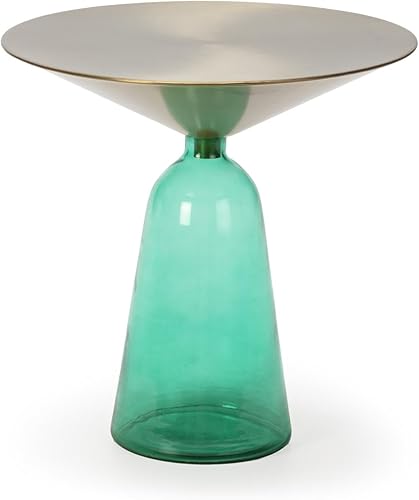 Mesa Auxiliar 49 x 49 x 50 Metal DoradoVIDRIO Verde