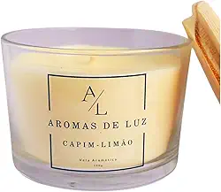 Vela Aromática Vegana de Coco, 100g, Copo de Vidro, Diversos Aromas (Capim Limão)