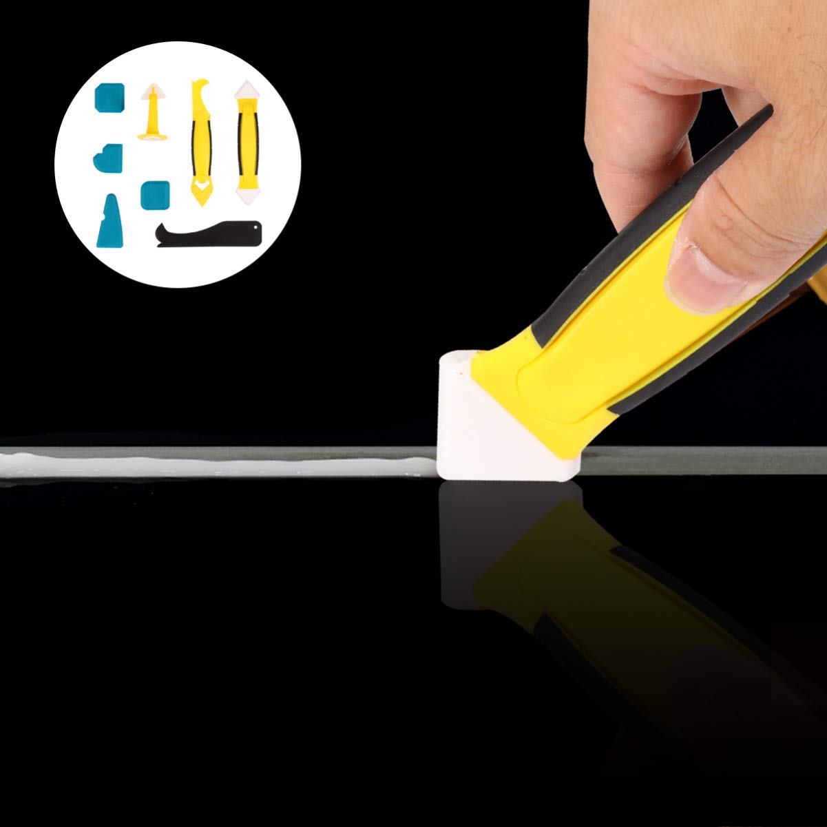 TEHAUX 8pcs Glue Removal Spatula Multifunctional Sealant Scraper for Edges Corners and Joints Durable Tools for Home Sealing Projects and DIY Sealant Cleaning
