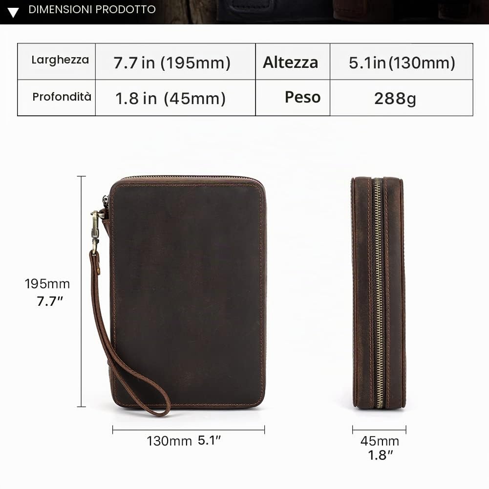 Contacts Custodia in vera pelle con cerniera per 12 cinturini per orologi, da viaggio, compatibile con tutte le serie di cinturini e accessori Apple Watch