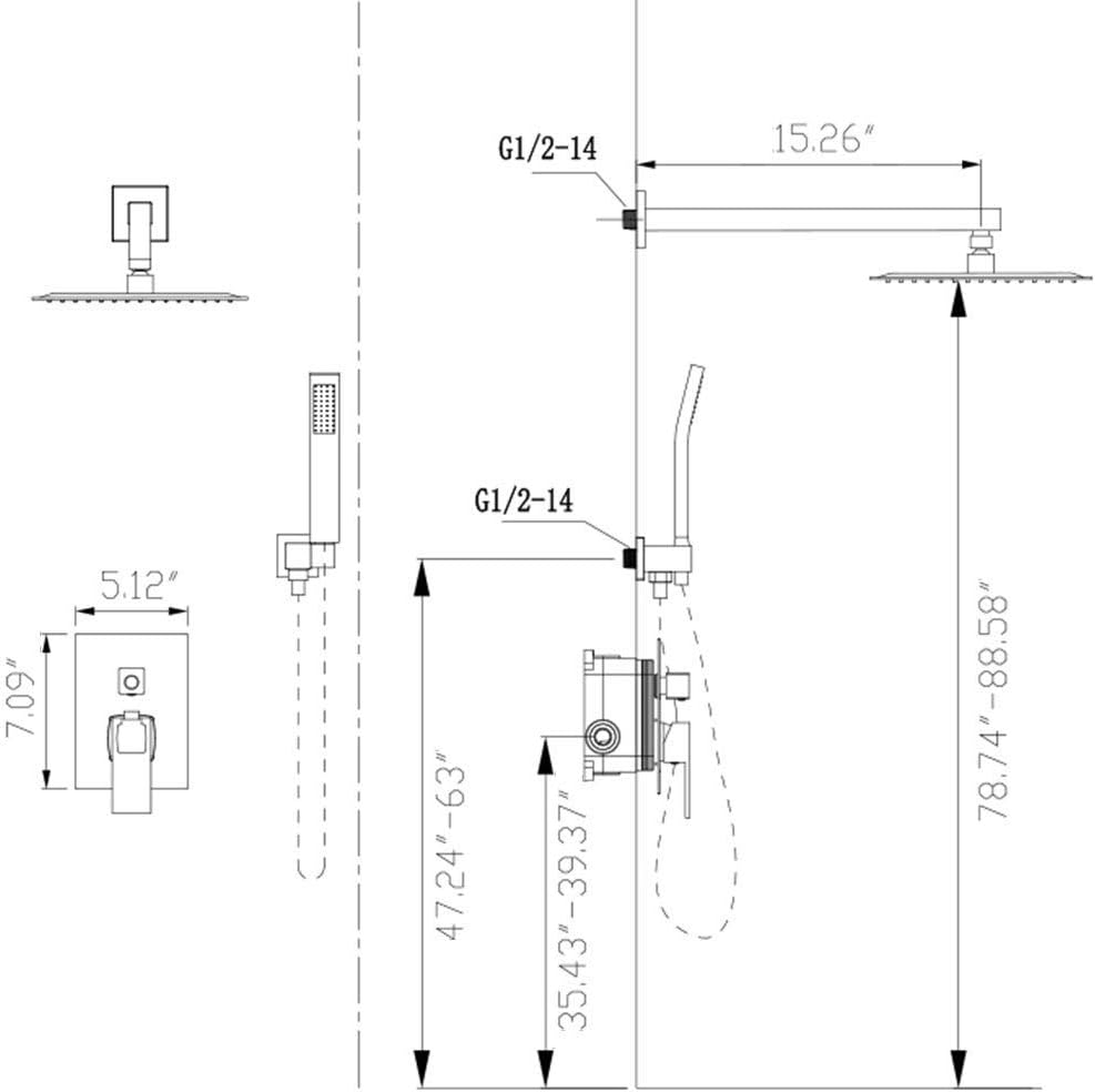 Suреr Brаndѕ Eastave 10 Inches Bathroom Luxury Rain Mixer Shower Combo Set Wall Mounted Rainfall Shower Head System Brushed Nickel Finish Rain Shower with Handheld Spray Pressure Balance