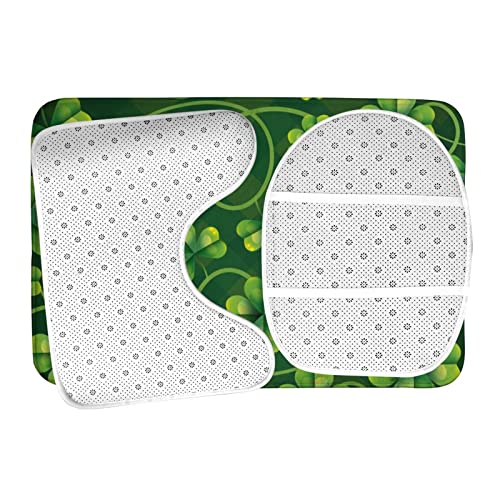 DIRYKILP Badematte + Konturmatte + Toilettendeckelbezug, Vierblättriges Kleeblatt Blütenblätter 3 Stück Badematte Set, mit rutschfester Klebeunterseite – Bild 7