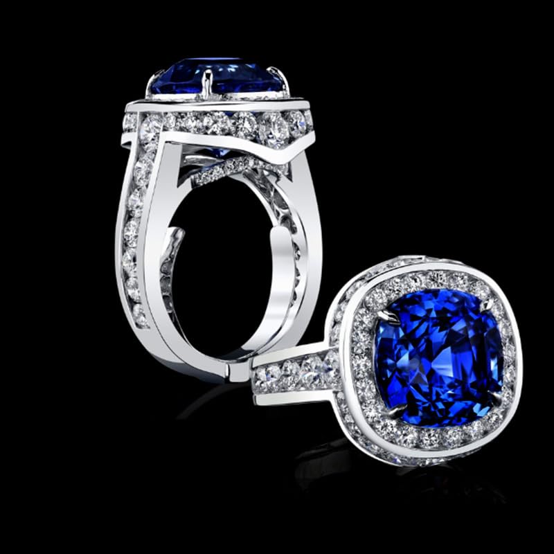 Bague aigue-marine et saphir argent 925, le cadeau de mariage idéal